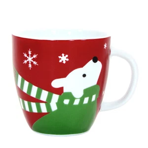 Crate & Barrel SNOWPUP 7oz Kids Mini Mug Red Green Dog Snow Pup Christmas - Picture 1 of 11