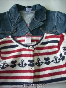 Gymboree BON VOYAGE Red Grey Denim Blazer & Sweater Girl Size 7 NWT - Spring - Picture 1 of 12