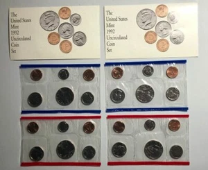 1992 Philadelphia & Denver Mint UNC Set OGP Lot of 2 Includes Specification Card - Picture 1 of 4