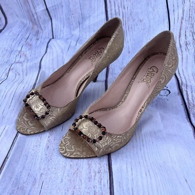 Tacones vintage Carlos Santana talla 9,5 románticos oro rosa antiguo Foto 1 de 4