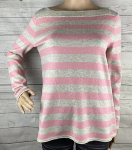 GAP Pullover U-Boot-Ausschnitt klein rosa grau gestreift dünner Strick Wollmischung warm Winter - Bild 1 von 11