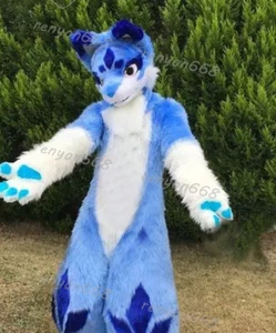 Langes Fell Husky Hund Fuchs Maskottchen Kostüm Fursuit Halloween Anzug Cosplay - Bild 1 von 3