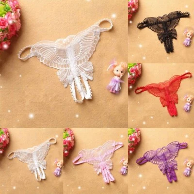 Neu Höschen Damen Offener Schritt Schmetterling Slips Tanga Transparent - Bild 1 von 4