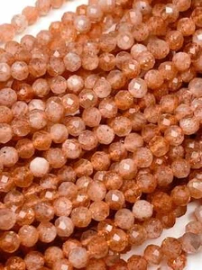 AAA  Orange Golden Sunstone Faceted Round Beads 15.5"  Strand 2mm 3mm 4mm - Picture 1 of 9