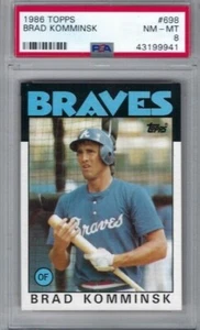 1986 Topps baseball card #698 Brad Komminsk Atlanta Braves graded PSA 8 - Picture 1 of 1