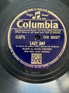 1941 BING CROSBY 10" 78 - LAZY DAY / YOUNG & HEALTHY - COLUMBIA DB 2027 - Picture 1 of 1
