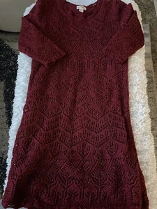 Cat & Jack Girls Sz. 10/12 Red Knit ( Small Sparkles) Sweater Dress. So Pretty - Picture 1 of 9