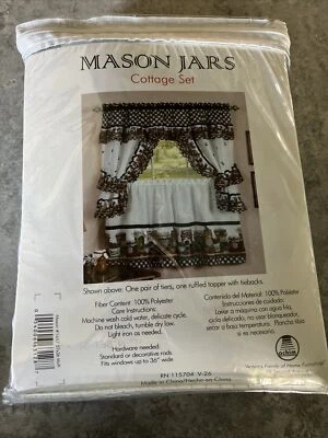 Mason Jars Tier & Swag Kitchen Curtain Cottage Set, 57x36 - Image 1 of 4