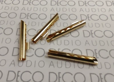 4 x Gold Plated Copper Beryllium 4mm banana connectors BFA Camcon Z plugs DECO - Image 1 of 4