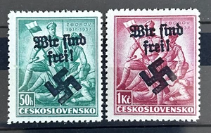 German Stamps ww2 set occupation of Czechia o/print Wir Sind Frei ! MNH /4606c - Picture 1 of 1