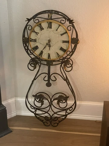 Vintage Victorian Ornate Wrought Iron and Stone Wall Clock Cover