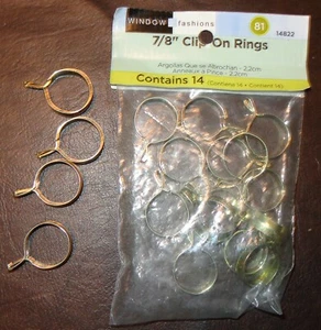 18 Anillos de cortina de café Newell nuevos sin usar de 7/8"" para varilla de 3/4"" o tono dorado más pequeño - Imagen 1 de 3