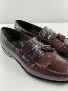 Nunn Bush Dress Flex Mens Size 9 M Maroon Leather Kiltie Tassel Slip On Loafers  - Picture 1 of 7