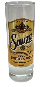 SAUZA EXTRA TEQUILA GOLD Tall Clear Shot Glass Alcohol Shots MEXICO Tall 4 1/8" - Picture 1 of 5