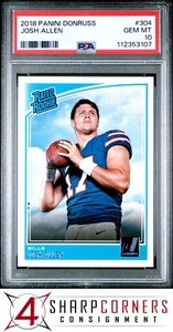 2018 PANINI DONRUSS #304 JOSH ALLEN RC RATED ROOKIE BILLS PSA 10 - Picture 1 of 22