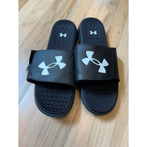 NEW Under Armour Men's 17 Ignite Pro Slide Athletic Sandals Shoes Black White - Picture 1 of 9
