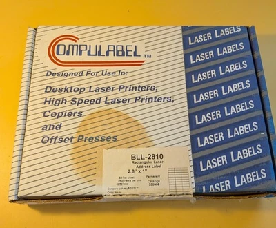 Compulabel BL-2810 rectangle laser 2.8' by 1' 8,250 labels - Image 1 of 4