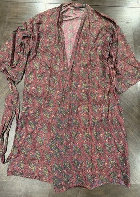 Vtg Christian Dior  Monsieur Men’s Paisley Robe 100% Silk Onesize burgundy READ - Image 1 of 4