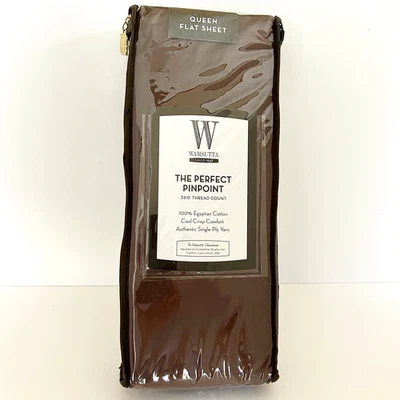 Wamsutta 100% Egyptian Cotton Queen Size Flat Sheet Mocha 360 Thread Count NEW - Image 1 of 4