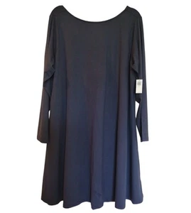 Old Navy Dress Woman's 2X Gray Mini Swing Boat Neck Scoop Back Long Sleeves - Picture 1 of 9