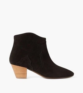 Isabel Marant Dicker Boots EU 38 AU 7.5 US 7 Black Suede Ankle Zip Western Boho - Picture 1 of 16