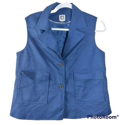 Chaleco Anne Klein Mariner Azul Real Botón Delantero 12 Foto 1 de 4