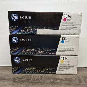 ORYGINALNY ZESTAW TONER 3 KM cyjan, żółty purpurowy CF213A CF212A CF211A - Zdjęcie 1 z 2