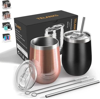 2 Pezzi Termos Caffè, 350 ml Tazza Termica da Viaggio in Acciaio Inox, Borraccia - Immagine 1 di 4