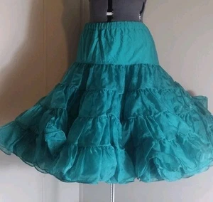 Vintage Green Petticoat 2 Layers Square Dance Needs Elastic Replaced - Picture 1 of 13