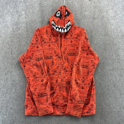 Ryan Sheckler X Volcom свитер мужской L оранжевый полный молнии Monster AOP Skater Y2K - Изображение 1 из 4
