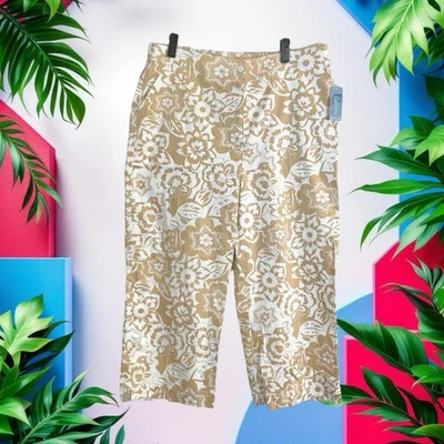 Classic Elements Nuevo con Etiqueta Caqui Tostado y Blanco con Capris Espalda Elástica Mujer Talla 14 Foto 1 de 4