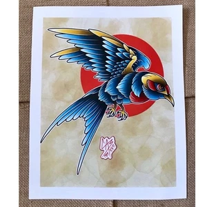 Cory Smith Signed Art Print 14/28 Vibrant Colorful Bird Blood Moon Comic Style - Picture 1 of 5