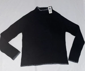 NUEVO CON ETIQUETAS (Vacaciones 2000) Suéter Pullover Gap Mujer Negro Lana de Cordero Cuello Alto S - Imagen 1 de 10