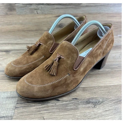 Zapatos Mocasines Gravati Para Mujer 8.5 Cuero Tacones Marrón Sin Cordones Hechos a Mano Italia Foto 1 de 4