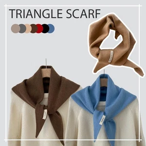 Wool Knitted Triangular Scarf Warm Shawl for Women Tria ngle Knit Scarves - Picture 1 of 25