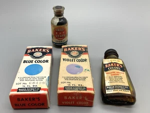Bottiglie vetro colorante alimentare panettieri alimentari vintage in scatole + aromi anni 50 - Foto 1 di 12