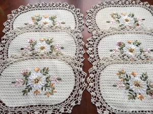 12 PCS  Crochet Lace Doily COLOR white  100 % COTTON - Picture 1 of 6