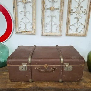B8134 Alter Reisekoffer um 1930 | Überseekoffer | Oldtimer Koffer m. Holzleisten - Bild 1 von 13