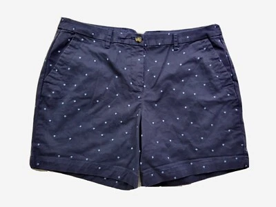 Boden Women 12 Navy Blue Polka Dot Chino Shorts Slit Pockets Stretch 5.5" *READ* - Image 1 of 4
