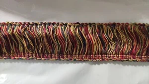 BTY- 2" Red, Beige & Green Fabric Trim Brushed Trim Embellishment - Picture 1 of 6