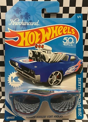 *RARE* Hot Wheels Knockaround 2018 Blue Rodger Dodger Fort Knocks Sunglasses - Image 1 of 4