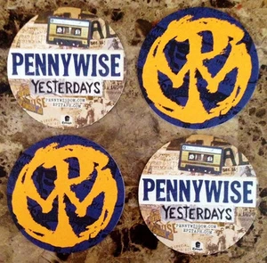 PENNYWISE Yesterdays Ltd Ed 4 New RARE Coasters Lot +BONUS Punk Rock Stickers! - Picture 1 of 2