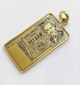 Ciondolo Pendente banconota 1000 Lire Giuseppe Verdi Portafortuna oro 18kt-750 - Imagen 1 de 5