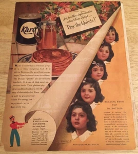 Dionne Quintillizos 1938 para Karo - Anuncio de revista vintage - Imagen 1 de 3