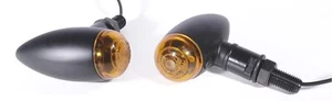 Mini Blinker Set Metall schwarz glatt für Harley Davidson Yamaha BMW Universal - Bild 1 von 2