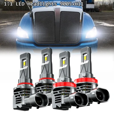 For Kenworth T370 T680 T880 Truck 2013-2022 6000K LED Headlights Bulbs High Low - Image 1 of 4