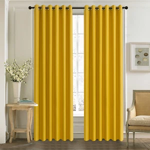ROOEE Insulated Heavy Thick Blackout Curtains Eyelet Ring Top Pair Panel Curtain - Picture 1 of 80
