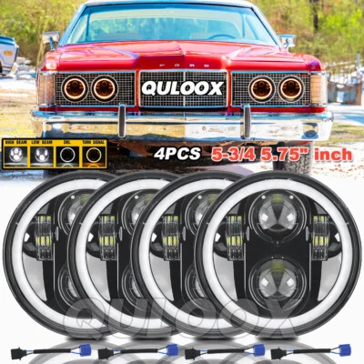 4PCS 5 3/4 5.75" Round LED Headlights Halo DRL Hi/Lo Beam For 1965-1978 Ford LTD — 第 1/4 张图片