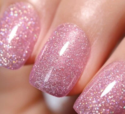 Smalto Unghia Colore Rosa Fluo Iridescente Glitterato Rinforzante Effetto Gel  - Bild 1 von 4