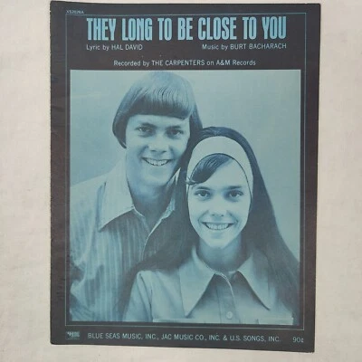 Rare 1963 Vtg "They Long To Be Close To You" The Carpenters Song Music Sheet - Image 1 of 4